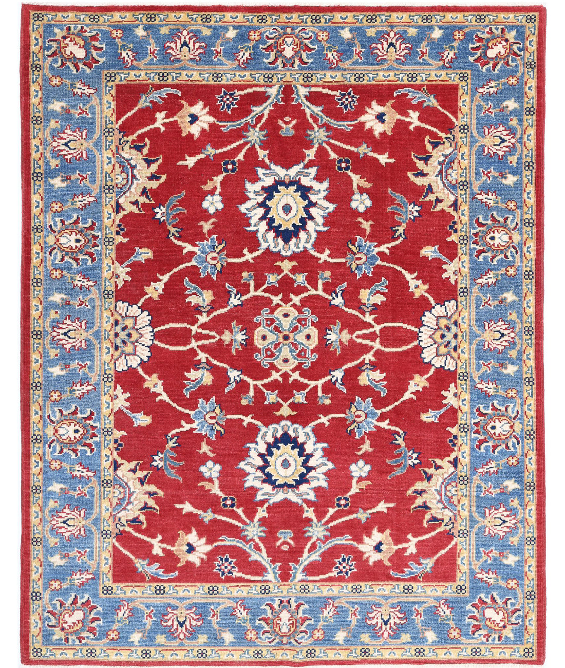 Ziegler 5'0'' X 6'3'' Hand-Knotted Wool Rug 5'0'' x 6'3'' (150 X 188) / Red / Blue