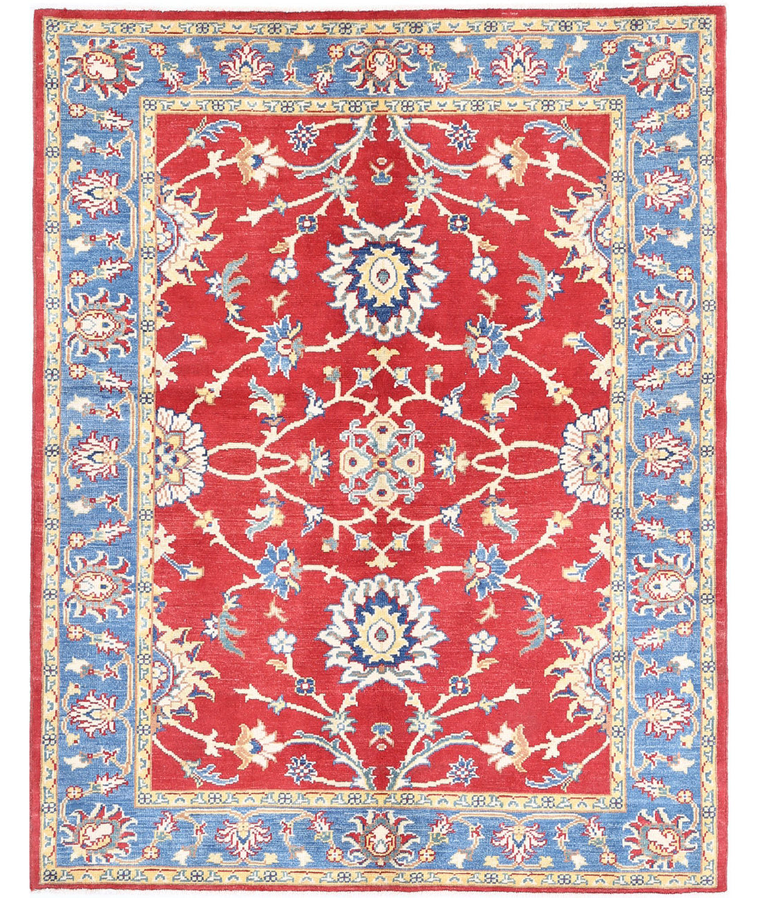 Ziegler 5'0'' X 6'5'' Hand-Knotted Wool Rug 5'0'' x 6'5'' (150 X 193) / Red / Blue