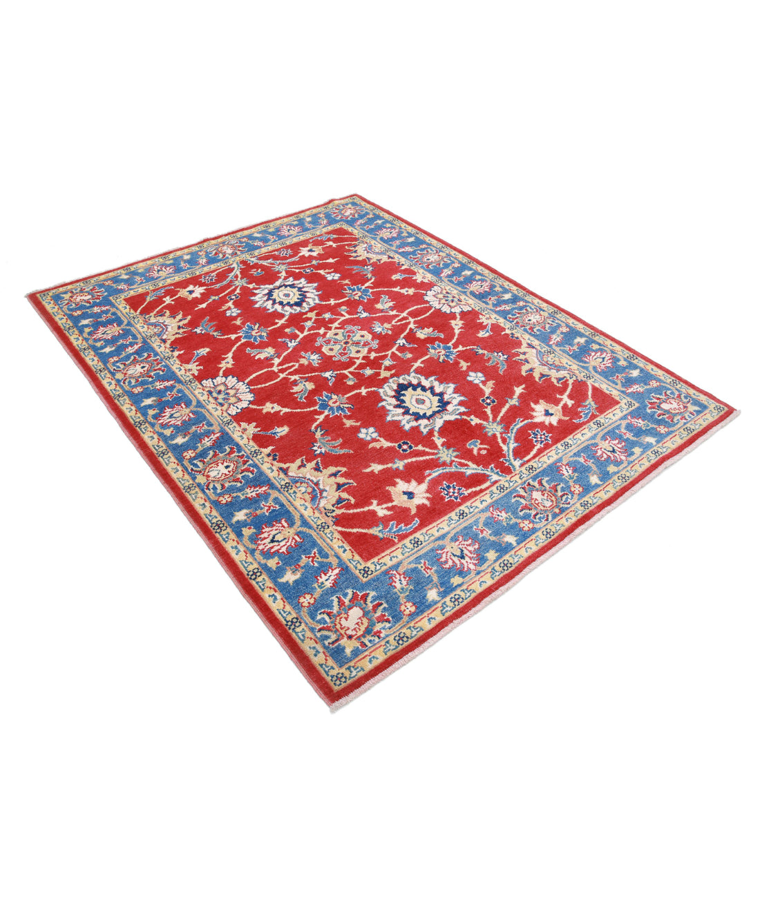 Ziegler 5'1'' X 6'6'' Hand-Knotted Wool Rug 5'1'' x 6'6'' (153 X 195) / Red / Blue