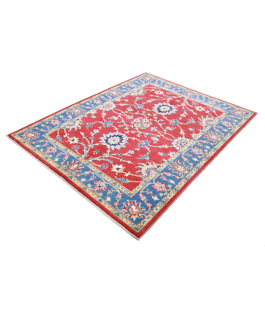 Ziegler 5'1'' X 6'6'' Hand-Knotted Wool Rug 5'1'' x 6'6'' (153 X 195) / Red / Blue