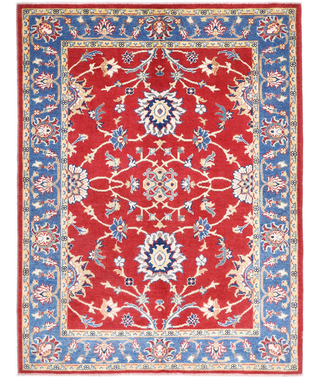 Ziegler 5'1'' X 6'6'' Hand-Knotted Wool Rug 5'1'' x 6'6'' (153 X 195) / Red / Blue