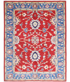 Ziegler 5'1'' X 6'6'' Hand-Knotted Wool Rug 5'1'' x 6'6'' (153 X 195) / Red / Blue