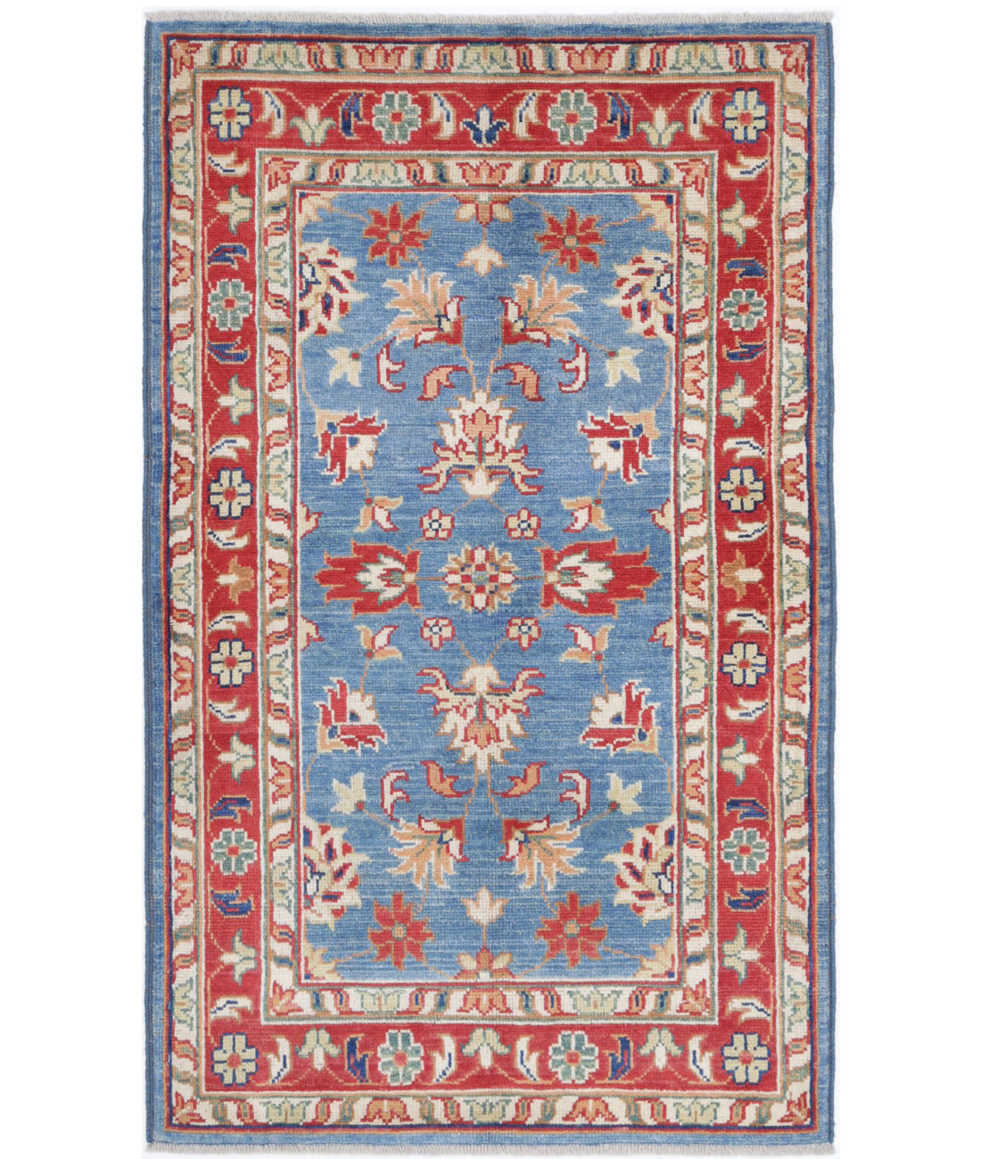 Ziegler 3'0'' X 5'0'' Hand-Knotted Wool Rug 3'0'' x 5'0'' (90 X 150) / Blue / Red