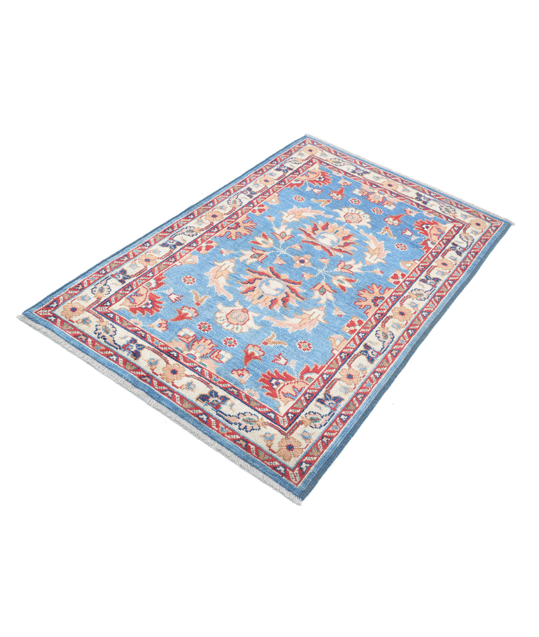 Ziegler 3'0'' X 4'9'' Hand-Knotted Wool Rug 3'0'' x 4'9'' (90 X 143) / Blue / Ivory