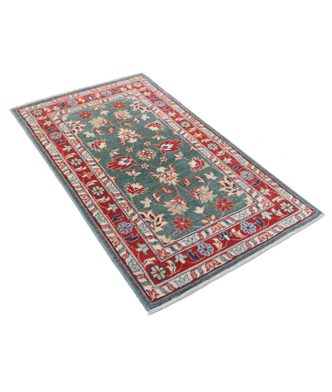 Ziegler 2'11'' X 5'0'' Hand-Knotted Wool Rug 2'11'' x 5'0'' (88 X 150) / Green / Red