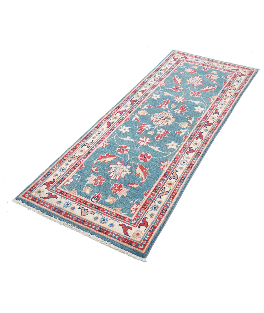 Ziegler 2'5'' X 6'5'' Hand-Knotted Wool Rug 2'5'' x 6'5'' (73 X 193) / Blue / Ivory