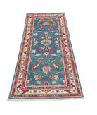 Ziegler 2'5'' X 6'5'' Hand-Knotted Wool Rug 2'5'' x 6'5'' (73 X 193) / Blue / Ivory