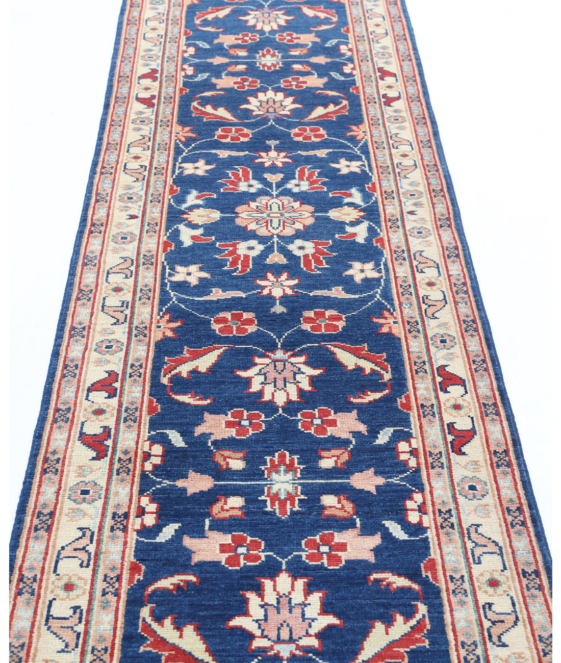 Ziegler 2'5'' X 9'10'' Hand-Knotted Wool Rug 2'5'' x 9'10'' (73 X 295) / Blue / Ivory