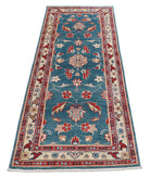 Ziegler 2'6'' X 6'5'' Hand-Knotted Wool Rug 2'6'' x 6'5'' (75 X 193) / Blue / Ivory