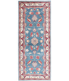 Ziegler 2'6'' X 6'5'' Hand-Knotted Wool Rug 2'6'' x 6'5'' (75 X 193) / Blue / Ivory