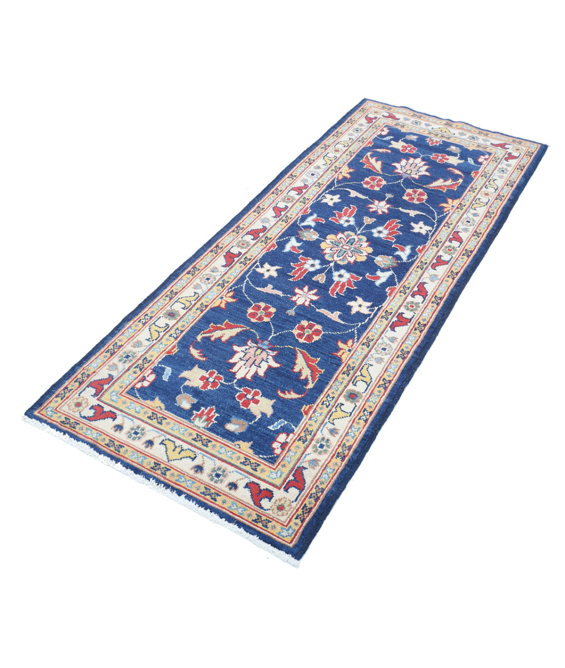 Ziegler 2'6'' X 6'5'' Hand-Knotted Wool Rug 2'6'' x 6'5'' (75 X 193) / Blue / Ivory