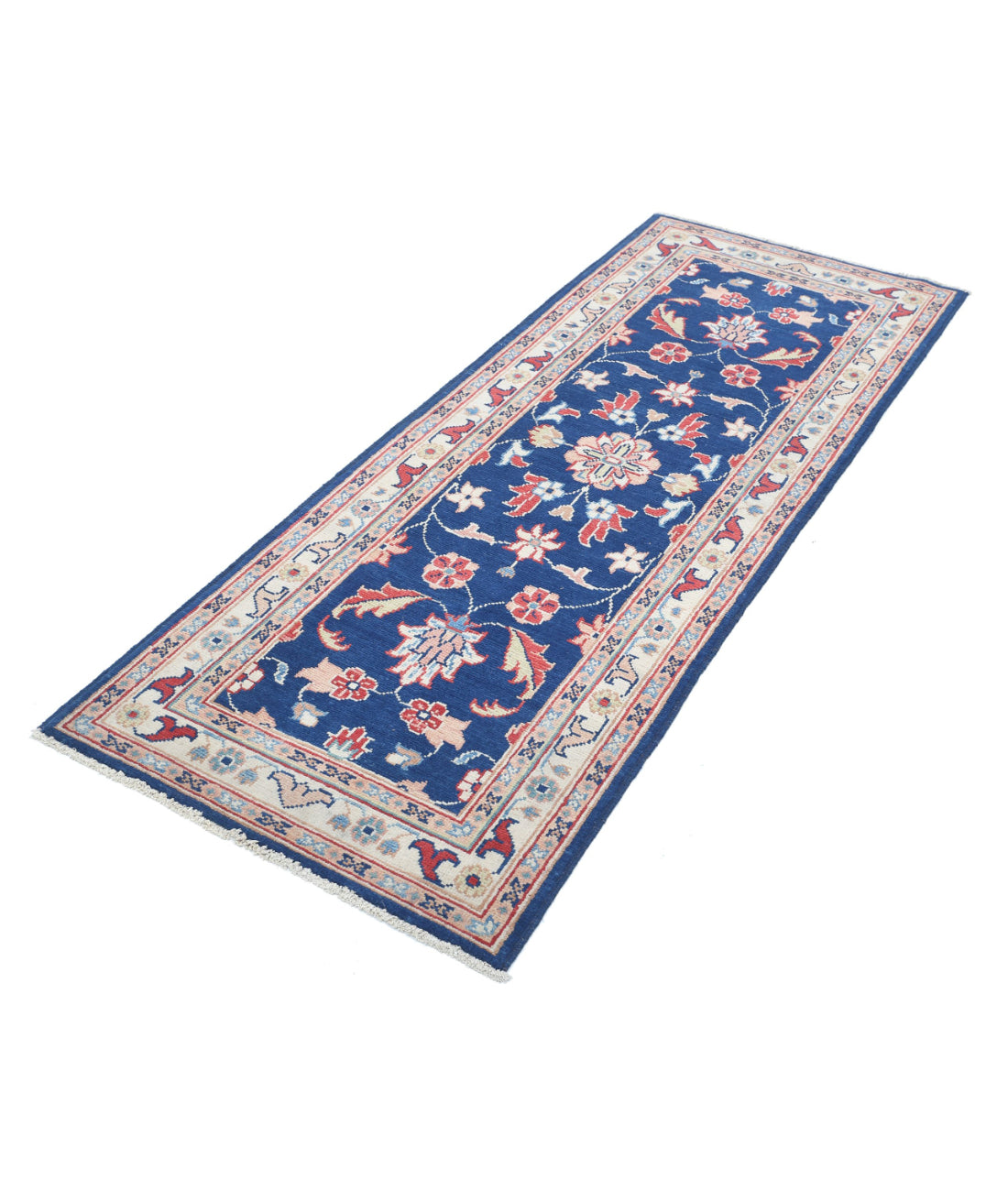 Ziegler 2'5'' X 6'3'' Hand-Knotted Wool Rug 2'5'' x 6'3'' (73 X 188) / Blue / Ivory