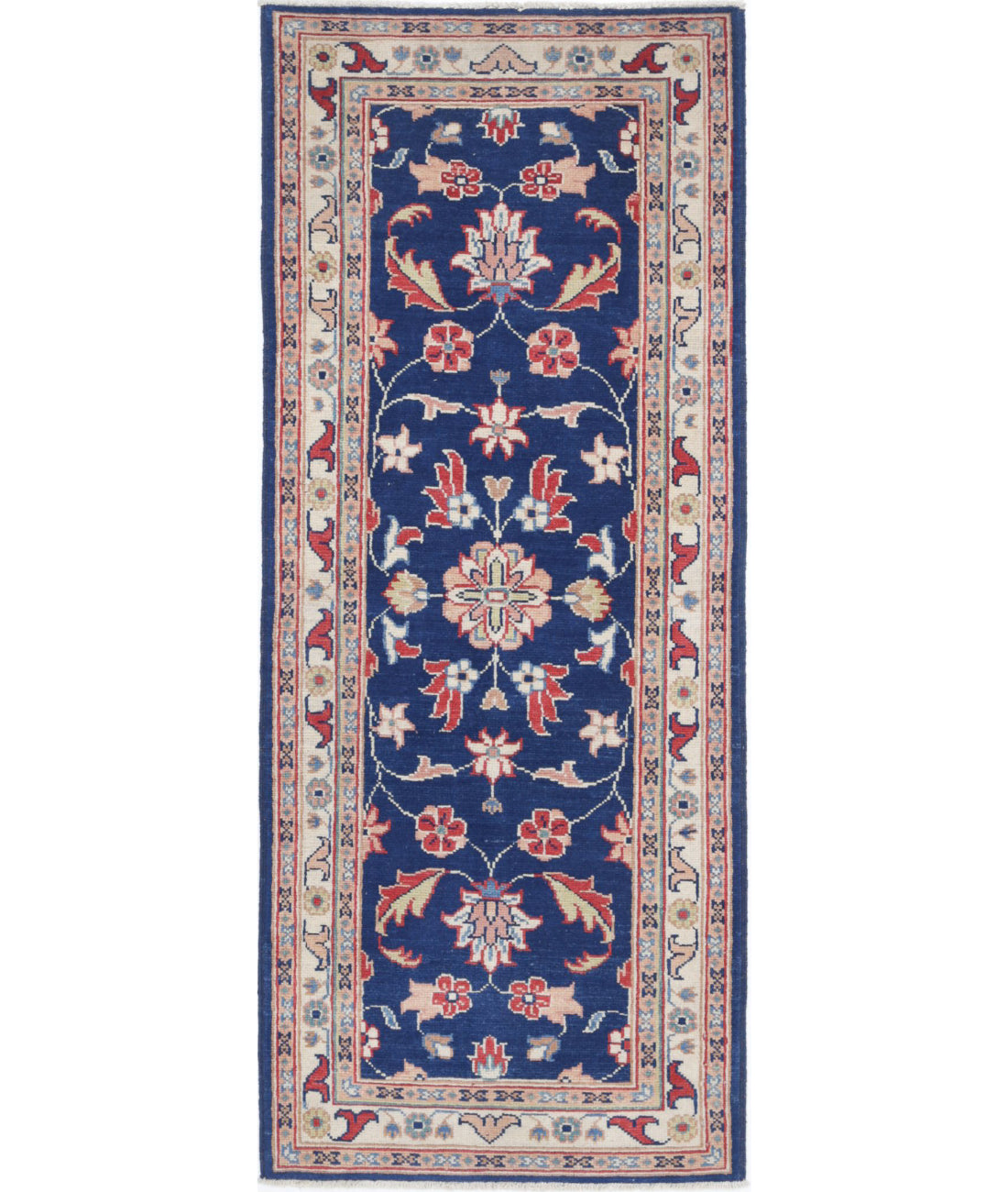 Ziegler 2'5'' X 6'3'' Hand-Knotted Wool Rug 2'5'' x 6'3'' (73 X 188) / Blue / Ivory