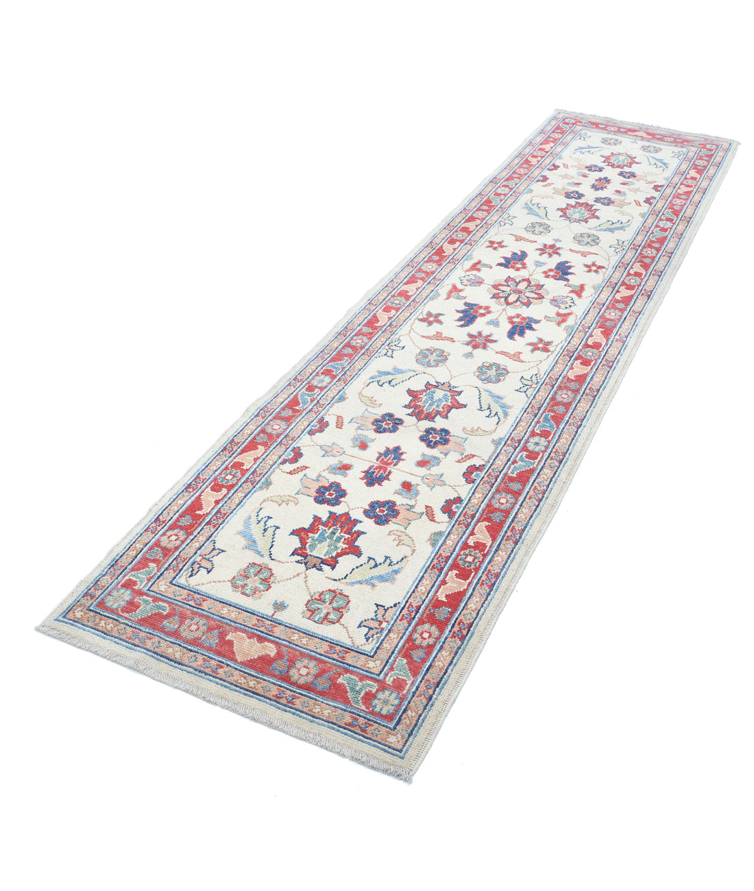 Ziegler 2'6'' X 9'11'' Hand-Knotted Wool Rug 2'6'' x 9'11'' (75 X 298) / Ivory / Red