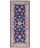 Ziegler 2'5'' X 6'3'' Hand-Knotted Wool Rug 2'5'' x 6'3'' (73 X 188) / Blue / Ivory