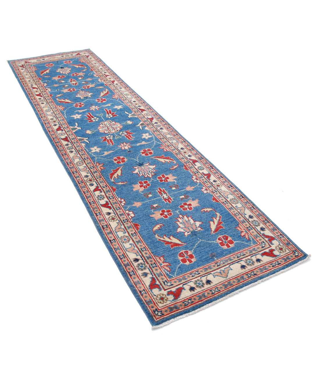 Ziegler 2'7'' X 9'6'' Hand-Knotted Wool Rug 2'7'' x 9'6'' (78 X 285) / Blue / Ivory