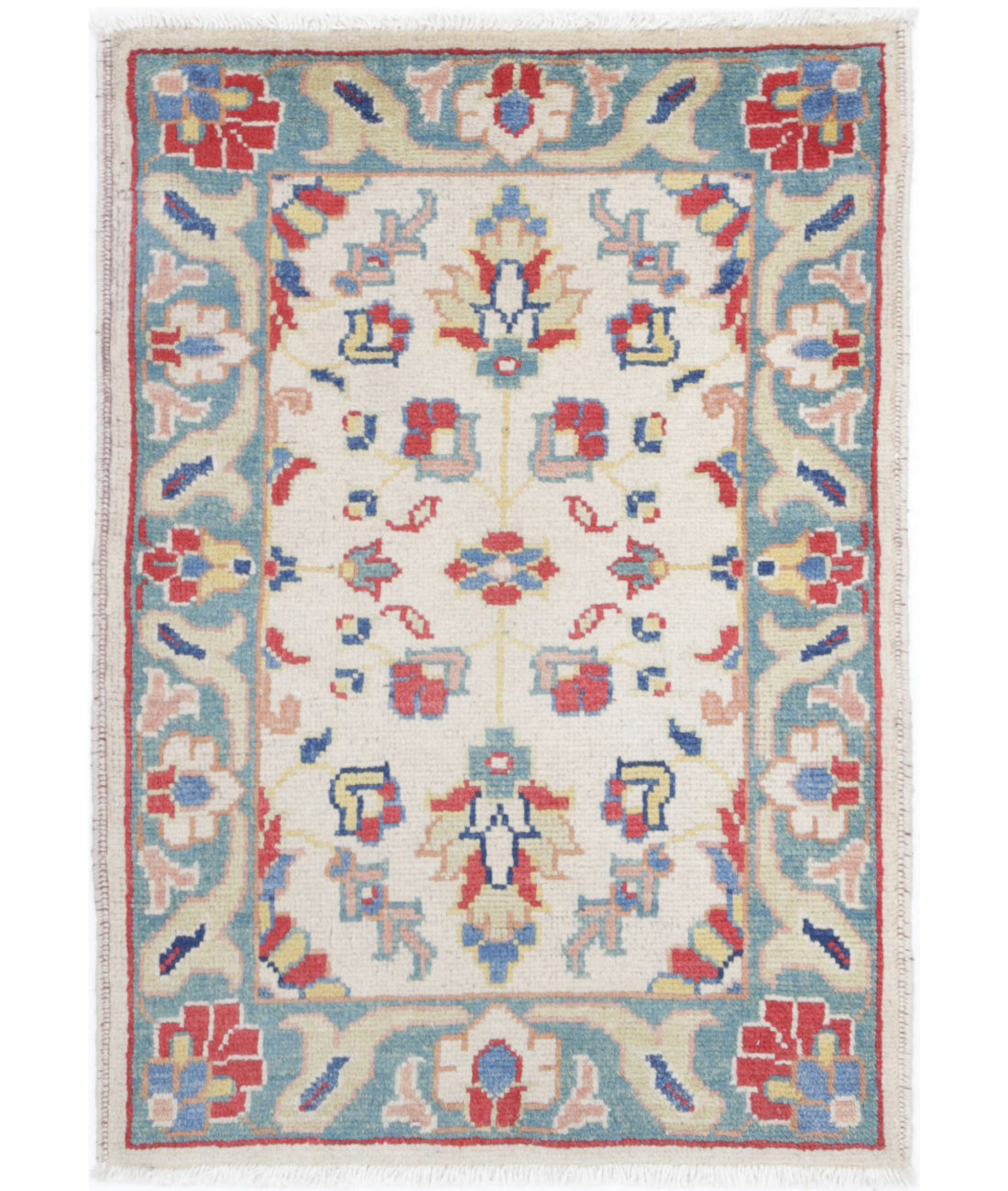 Ziegler 2'0'' X 2'11'' Hand-Knotted Wool Rug 2'0'' x 2'11'' (60 X 88) / Ivory / Green