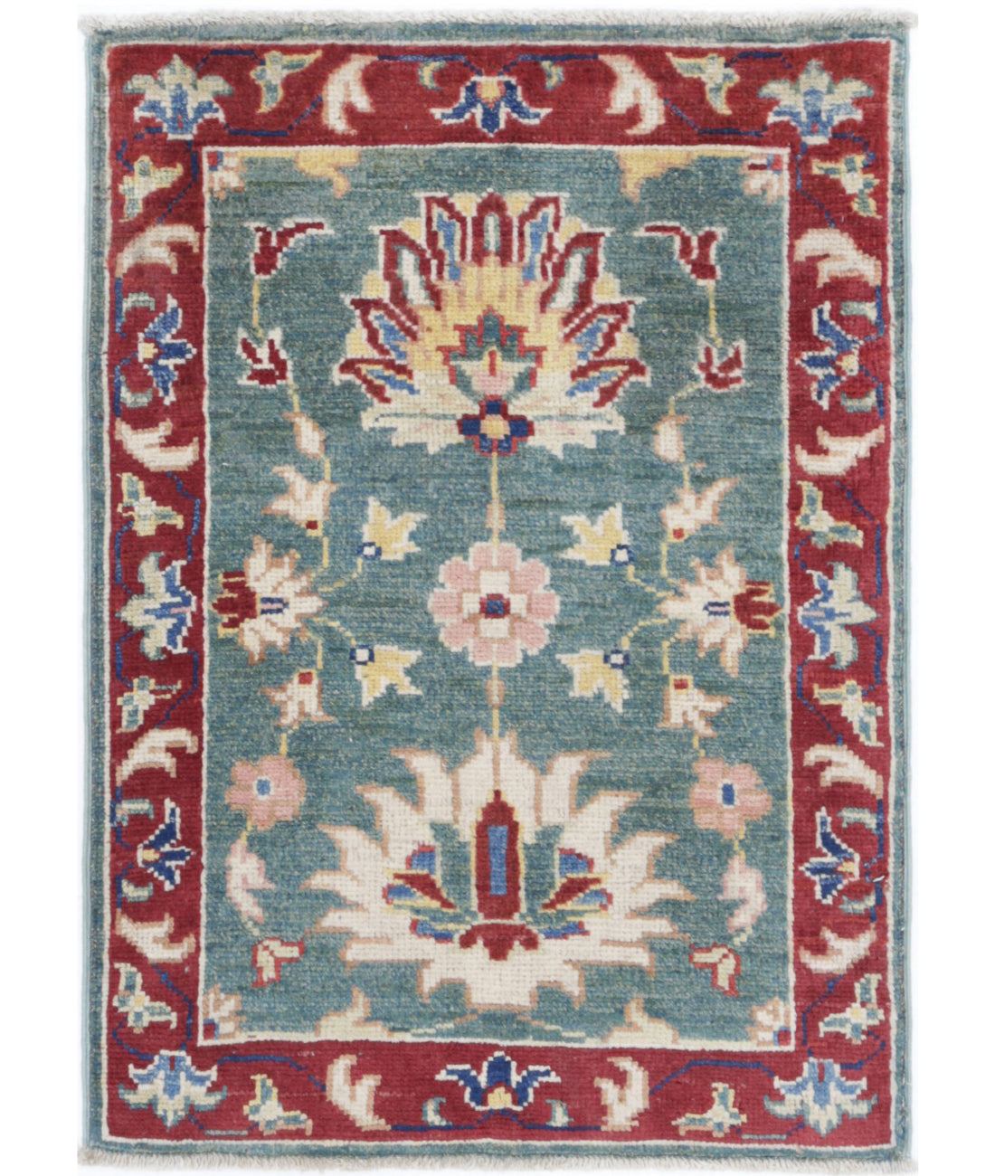 Ziegler 2'1'' X 2'11'' Hand-Knotted Wool Rug 2'1'' x 2'11'' (63 X 88) / Green / Red