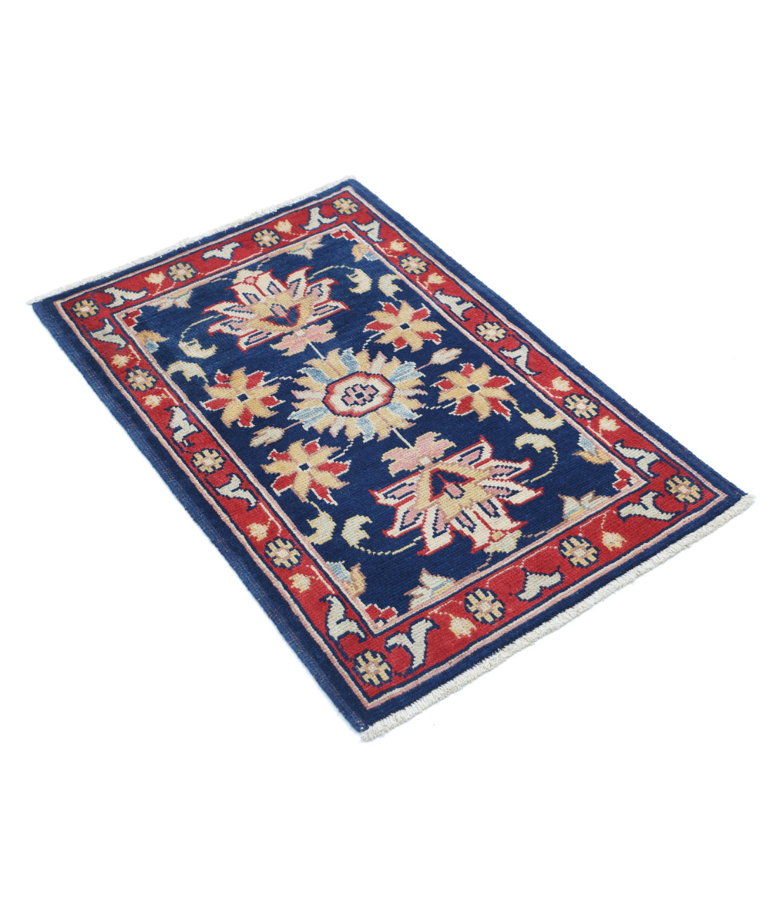 Ziegler 2'0'' X 2'11'' Hand-Knotted Wool Rug 2'0'' x 2'11'' (60 X 88) / Blue / Red