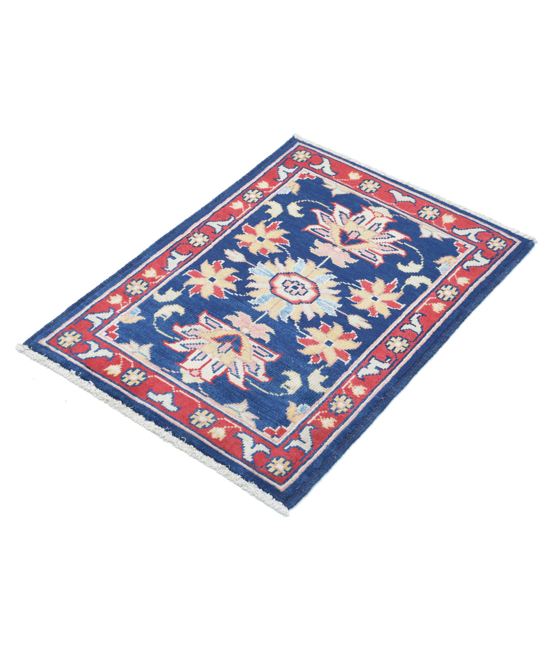 Ziegler 2'0'' X 2'11'' Hand-Knotted Wool Rug 2'0'' x 2'11'' (60 X 88) / Blue / Red