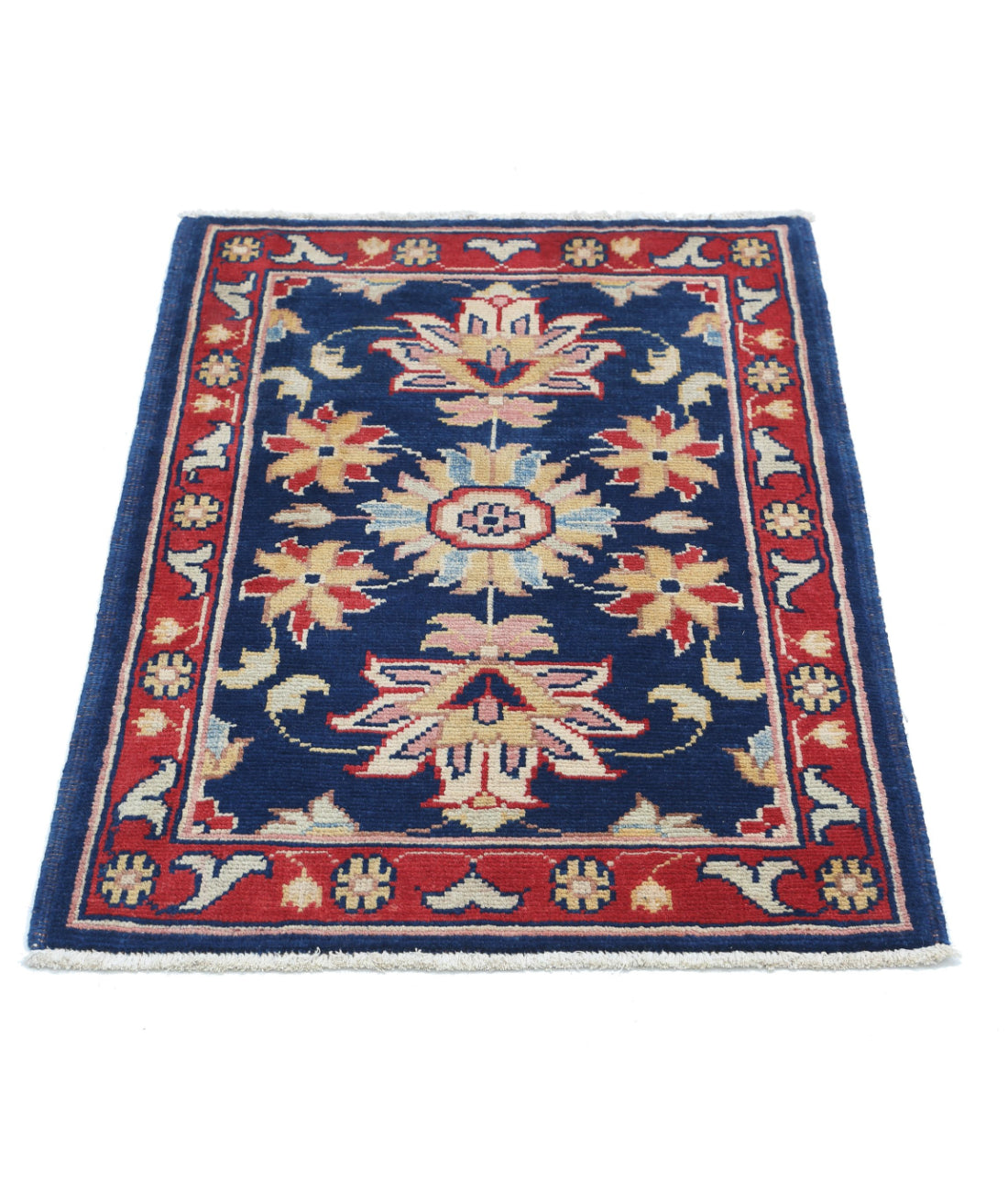 Ziegler 2'0'' X 2'11'' Hand-Knotted Wool Rug 2'0'' x 2'11'' (60 X 88) / Blue / Red