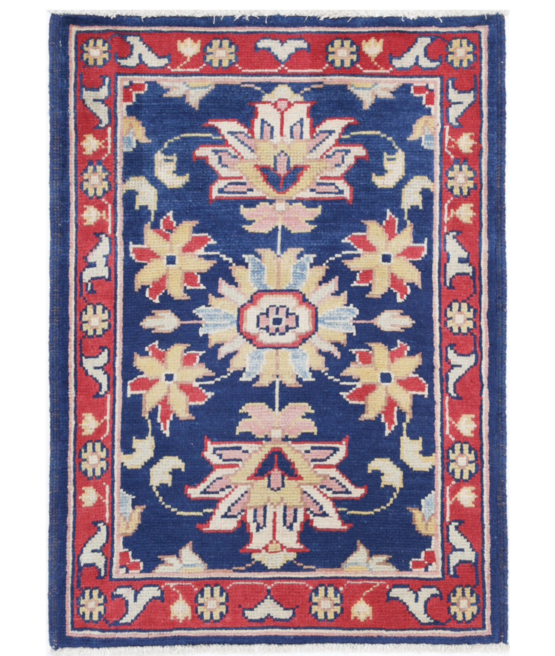 Ziegler 2'0'' X 2'11'' Hand-Knotted Wool Rug 2'0'' x 2'11'' (60 X 88) / Blue / Red