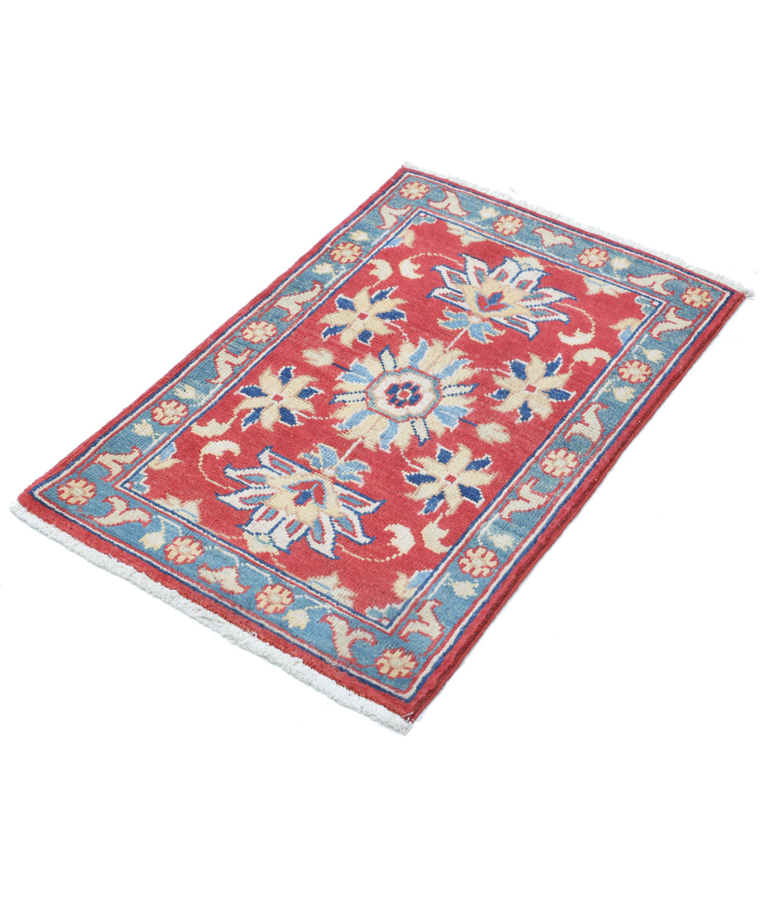 Ziegler 1'10'' X 2'10'' Hand-Knotted Wool Rug 1'10'' x 2'10'' (55 X 85) / Red / Blue