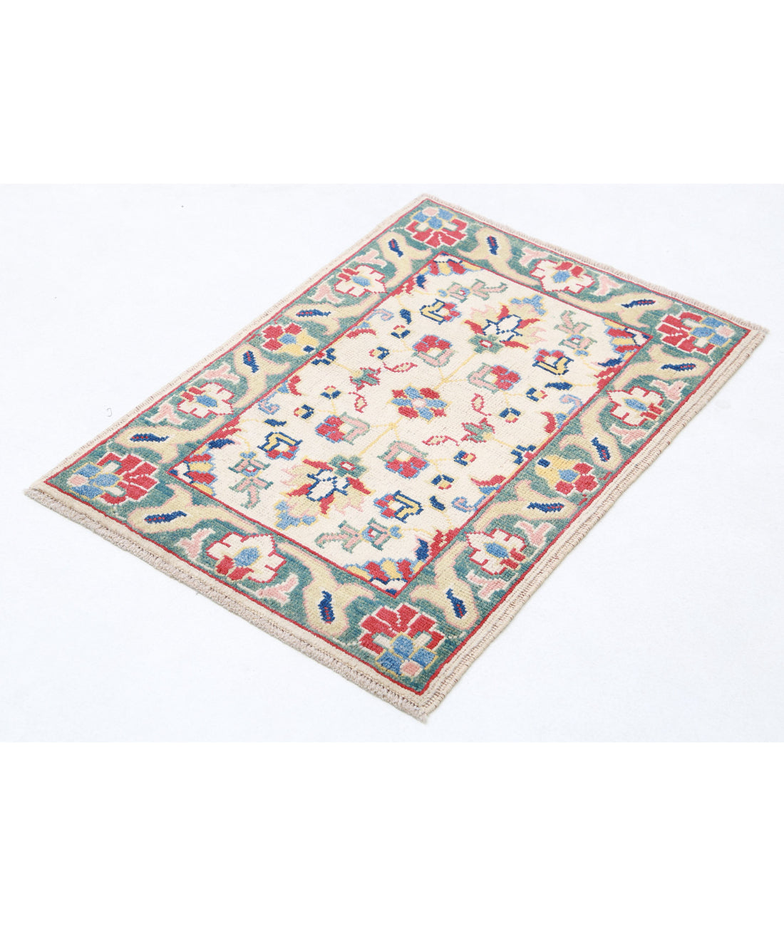 Ziegler 2'0'' X 2'11'' Hand-Knotted Wool Rug 2'0'' x 2'11'' (60 X 88) / Ivory / Green