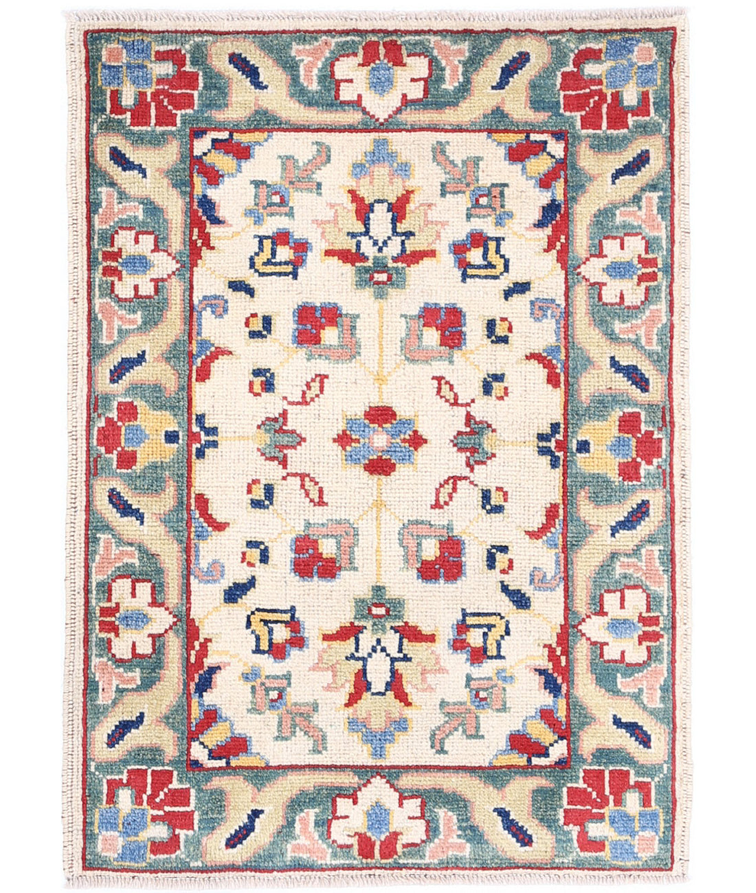 Ziegler 2'0'' X 2'11'' Hand-Knotted Wool Rug 2'0'' x 2'11'' (60 X 88) / Ivory / Green