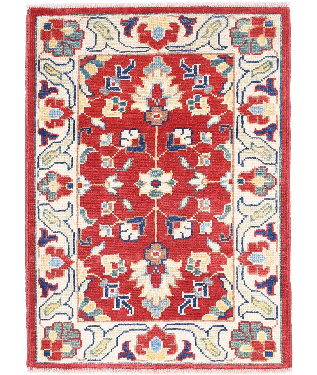 Ziegler 2'1'' X 3'0'' Hand-Knotted Wool Rug 2'1'' x 3'0'' (63 X 90) / Red / Ivory