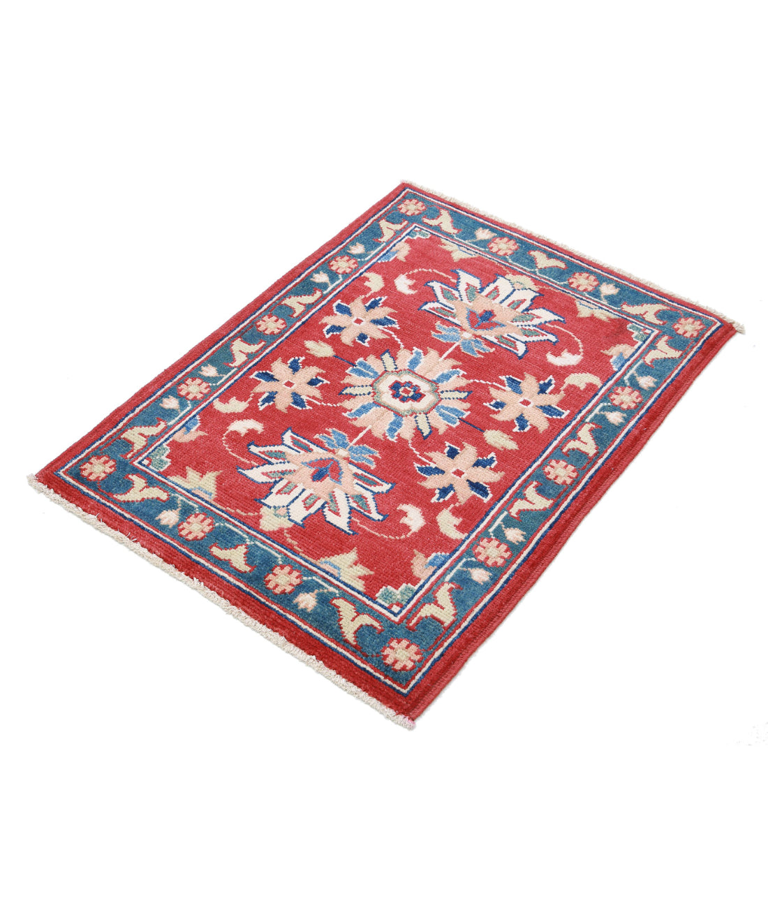 Ziegler 2'2'' X 2'11'' Hand-Knotted Wool Rug 2'2'' x 2'11'' (65 X 88) / Red / Blue