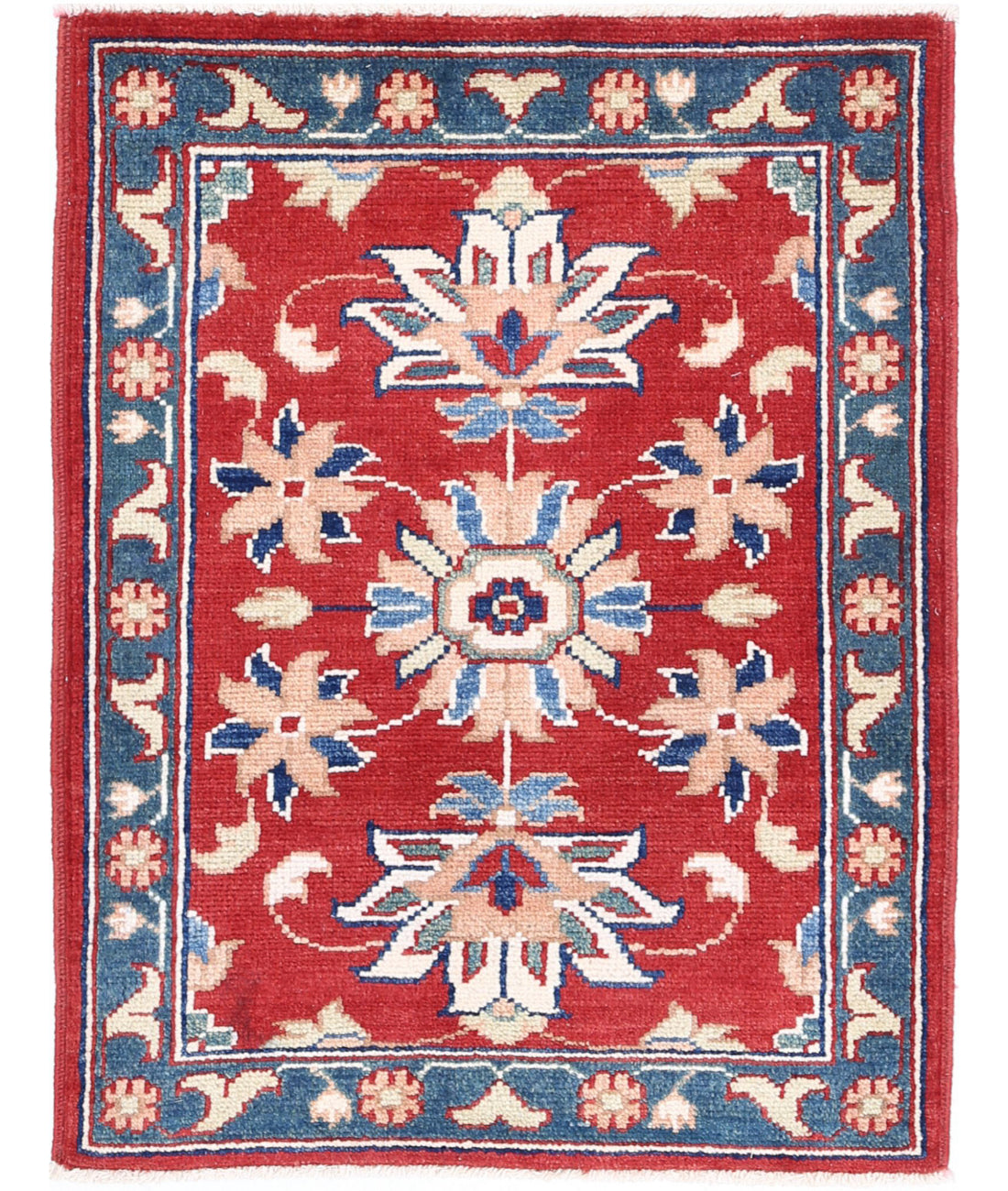 Ziegler 2'2'' X 2'11'' Hand-Knotted Wool Rug 2'2'' x 2'11'' (65 X 88) / Red / Blue