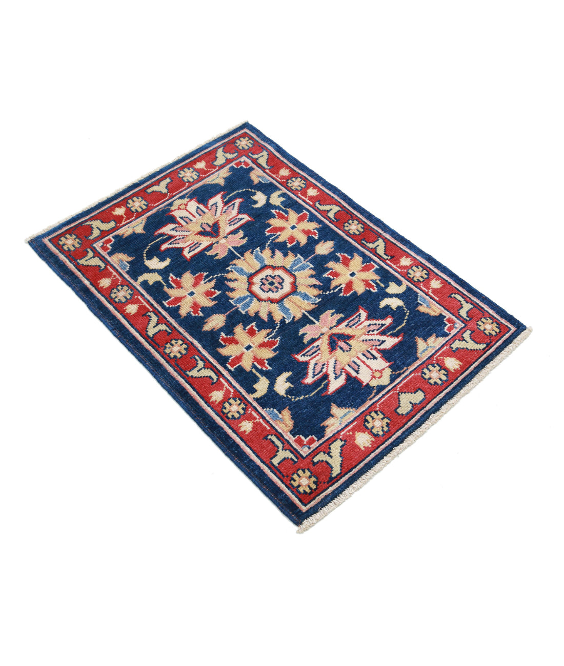 Ziegler 2'0'' X 2'10'' Hand-Knotted Wool Rug 2'0'' x 2'10'' (60 X 85) / Blue / Red