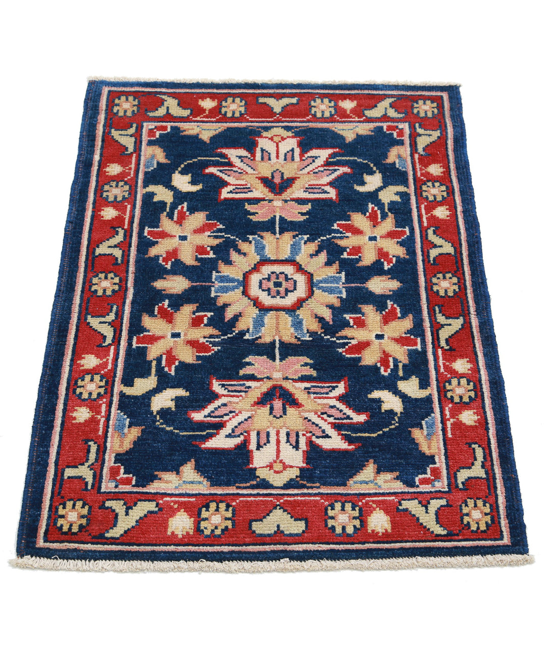 Ziegler 2'0'' X 2'10'' Hand-Knotted Wool Rug 2'0'' x 2'10'' (60 X 85) / Blue / Red