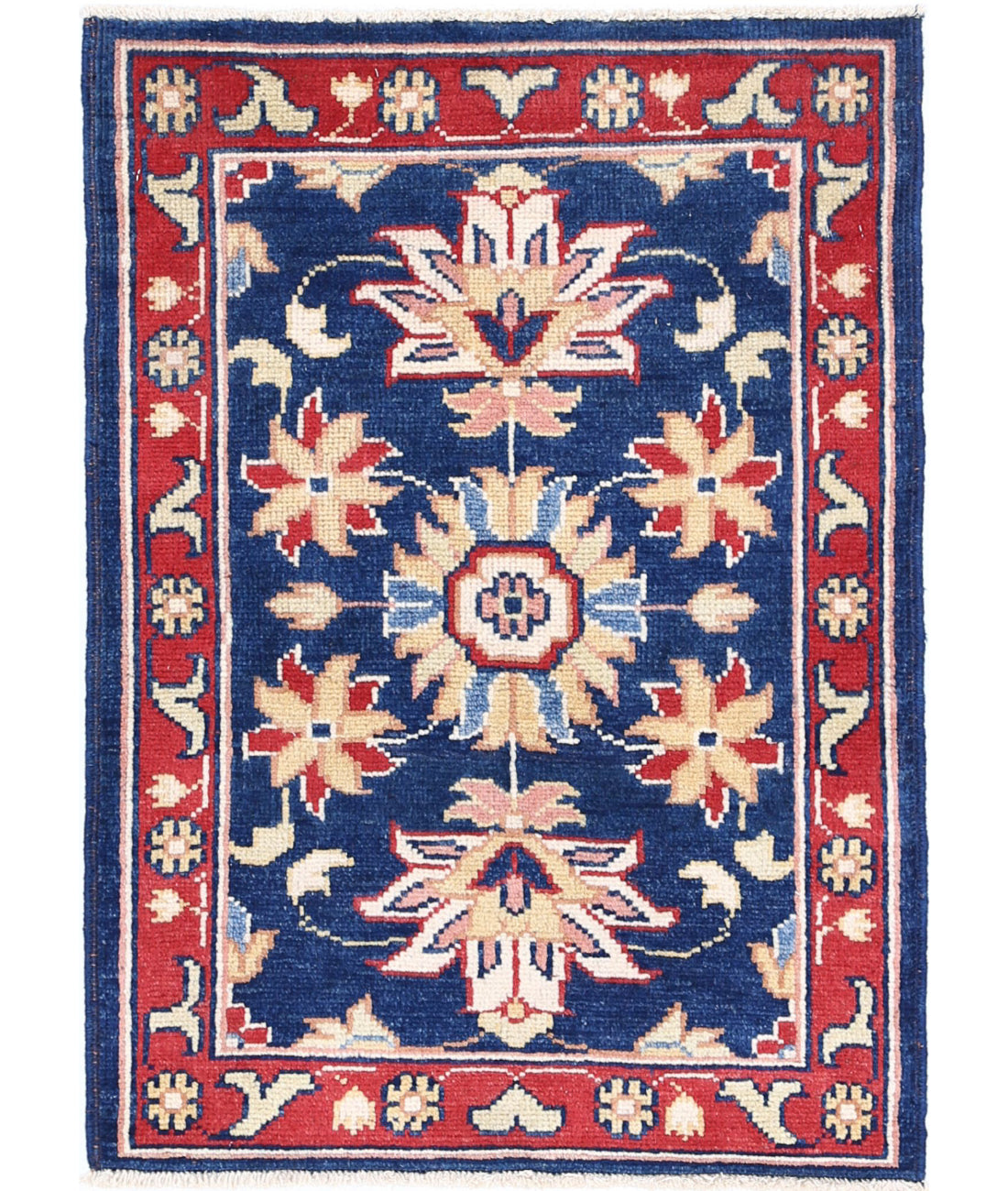 Ziegler 2'0'' X 2'10'' Hand-Knotted Wool Rug 2'0'' x 2'10'' (60 X 85) / Blue / Red