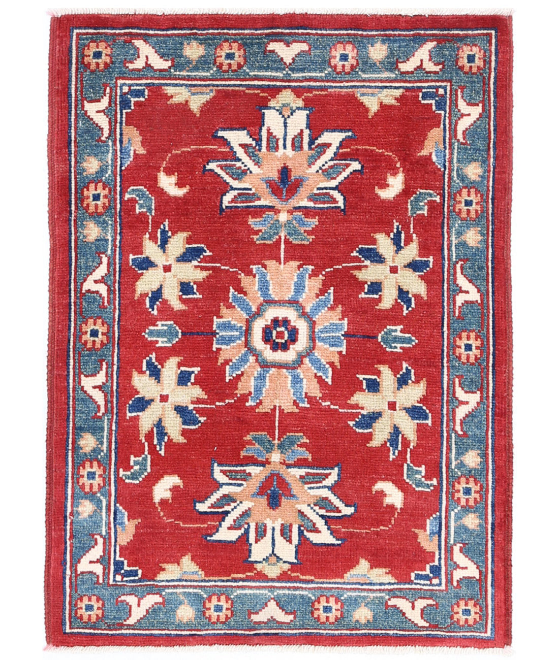 Ziegler 2'1'' X 2'10'' Hand-Knotted Wool Rug 2'1'' x 2'10'' (63 X 85) / Red / Blue