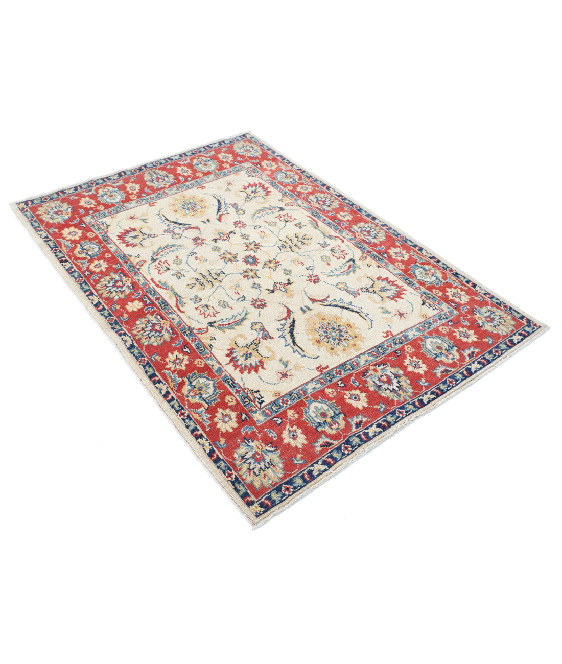 Ziegler 4'0'' X 5'8'' Hand-Knotted Wool Rug 4'0'' x 5'8'' (120 X 170) / Ivory / Red