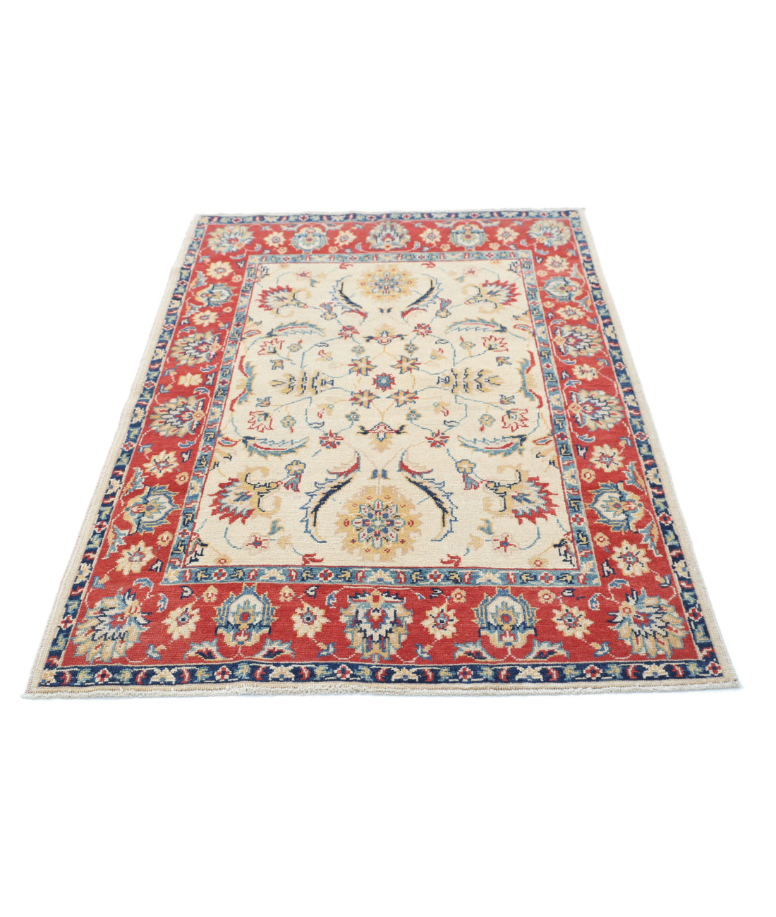 Ziegler 4'0'' X 5'8'' Hand-Knotted Wool Rug 4'0'' x 5'8'' (120 X 170) / Ivory / Red