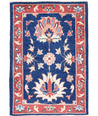 Ziegler 1'11'' X 2'11'' Hand-Knotted Wool Rug 1'11'' x 2'11'' (58 X 88) / Blue / Red