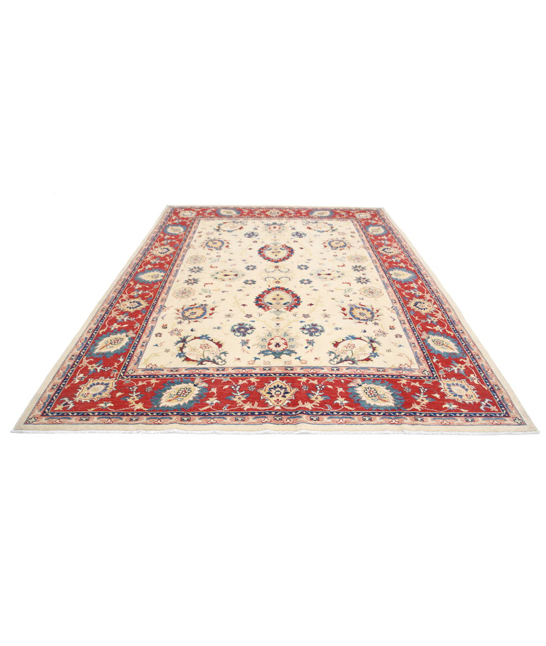 Ziegler 8'0'' X 10'2'' Hand-Knotted Wool Rug 8'0'' x 10'2'' (240 X 305) / Ivory / Red