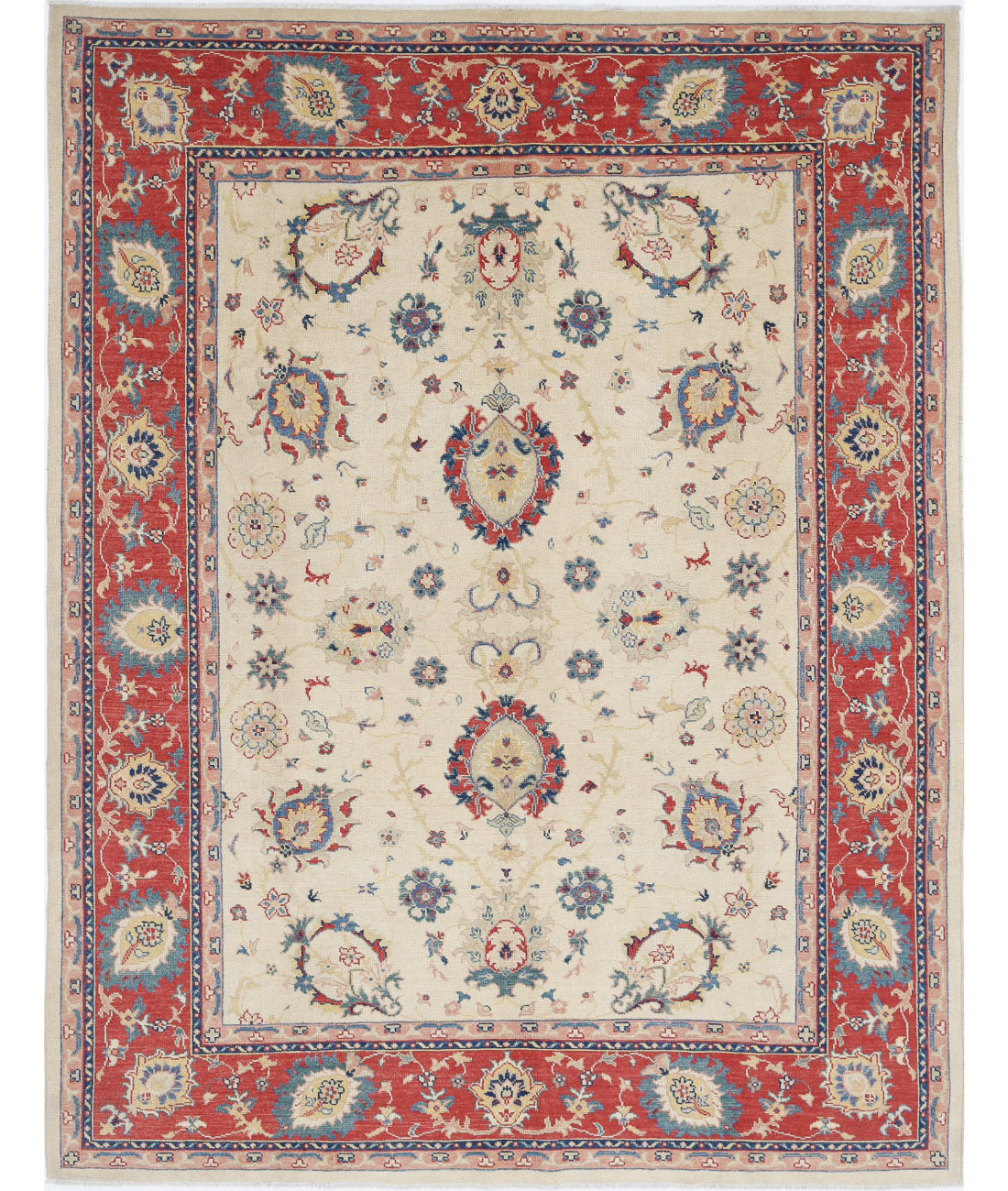 Ziegler 8'0'' X 10'2'' Hand-Knotted Wool Rug 8'0'' x 10'2'' (240 X 305) / Ivory / Red