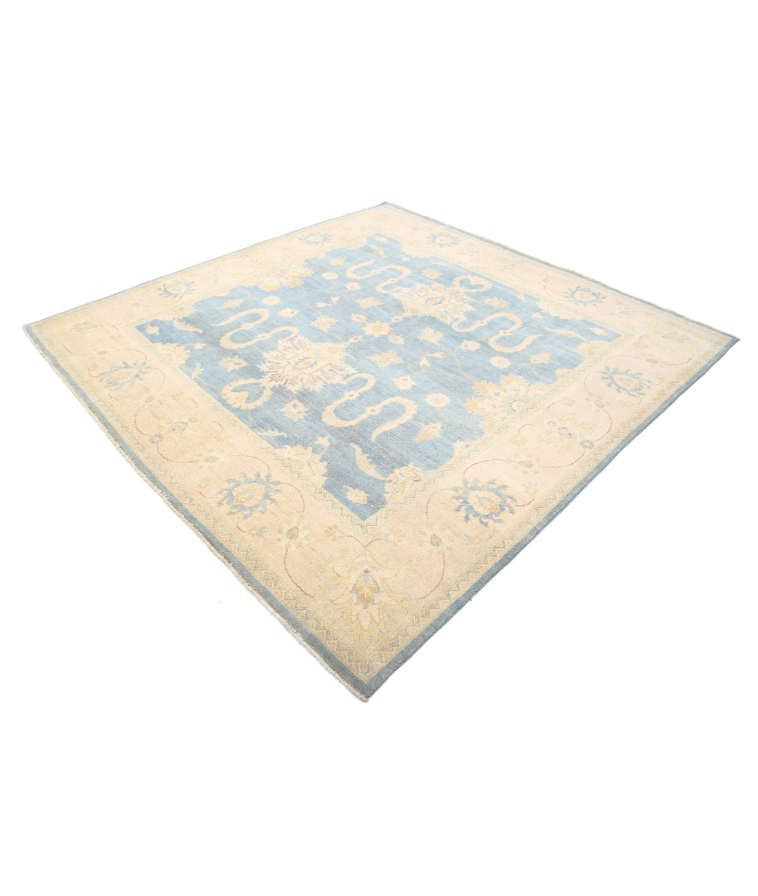 Ziegler 7'9'' X 7'9'' Hand-Knotted Wool Rug 7'9'' x 7'9'' (233 X 233) / Blue / Ivory