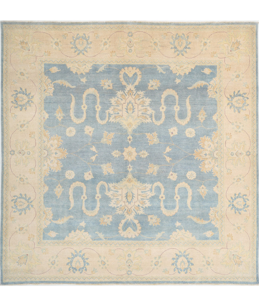 Ziegler 7'9'' X 7'9'' Hand-Knotted Wool Rug 7'9'' x 7'9'' (233 X 233) / Blue / Ivory