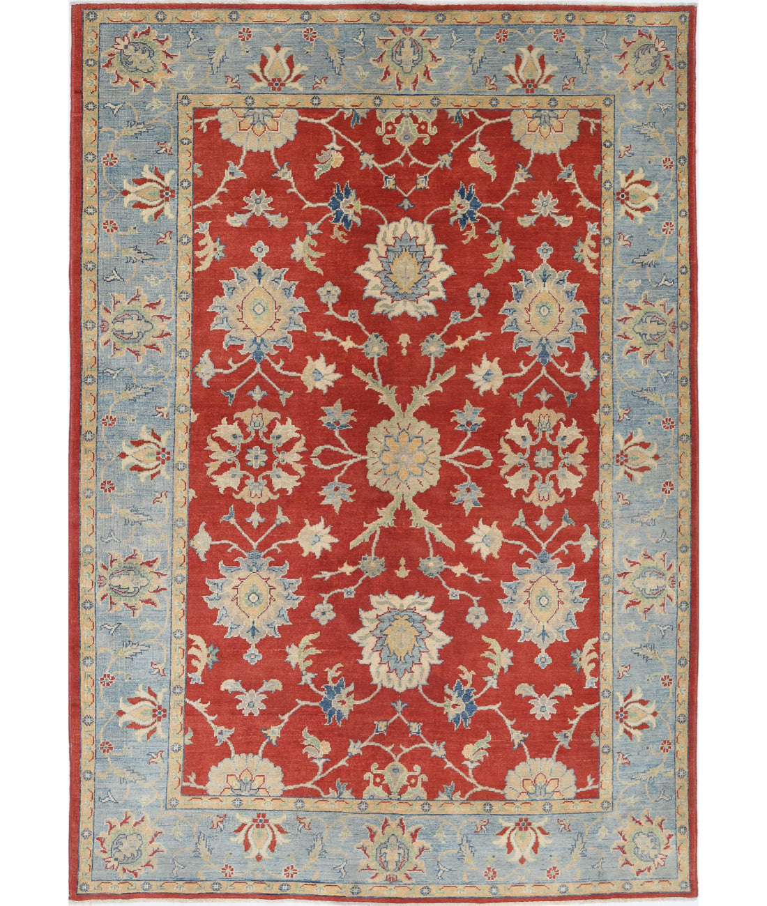 Ziegler 6'0'' X 8'10'' Hand-Knotted Wool Rug 6'0'' x 8'10'' (180 X 265) / Red / Blue