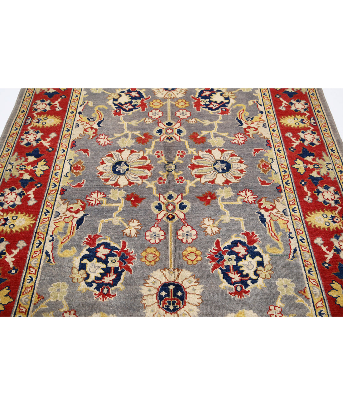 Ziegler 5'5'' X 7'4'' Hand-Knotted Wool Rug 5'5'' x 7'4'' (163 X 220) / Grey / Red