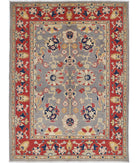 Ziegler 5'5'' X 7'4'' Hand-Knotted Wool Rug 5'5'' x 7'4'' (163 X 220) / Grey / Red