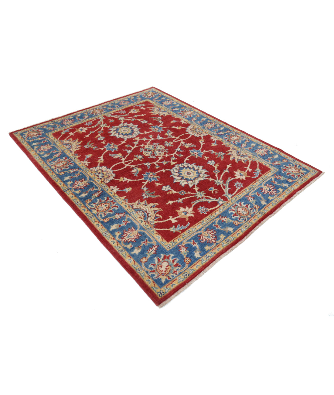 Ziegler 5'1'' X 6'6'' Hand-Knotted Wool Rug 5'1'' x 6'6'' (153 X 195) / Red / Blue