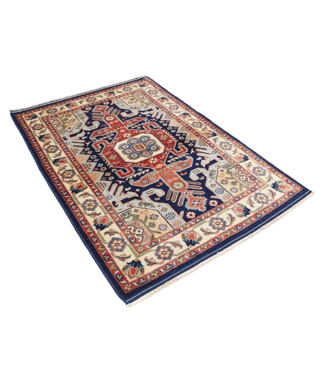 Ziegler 4'2'' X 5'10'' Hand-Knotted Wool Rug 4'2'' x 5'10'' (125 X 175) / Blue / N/A