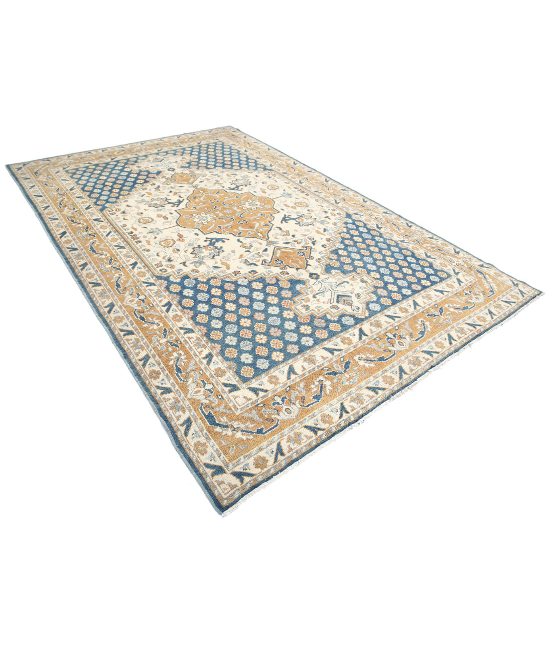 Ziegler 7'0'' X 10'5'' Hand-Knotted Wool Rug 7'0'' x 10'5'' (210 X 313) / Blue / Ivory