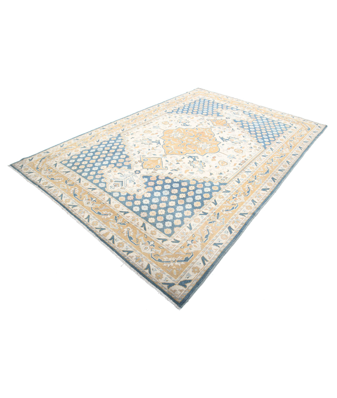 Ziegler 7'0'' X 10'5'' Hand-Knotted Wool Rug 7'0'' x 10'5'' (210 X 313) / Blue / Ivory